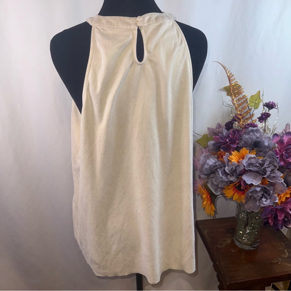 A Beautiful Soul Cream Laser Cut Halter Top Boho Sleeveless XL - Picture 4 of 8